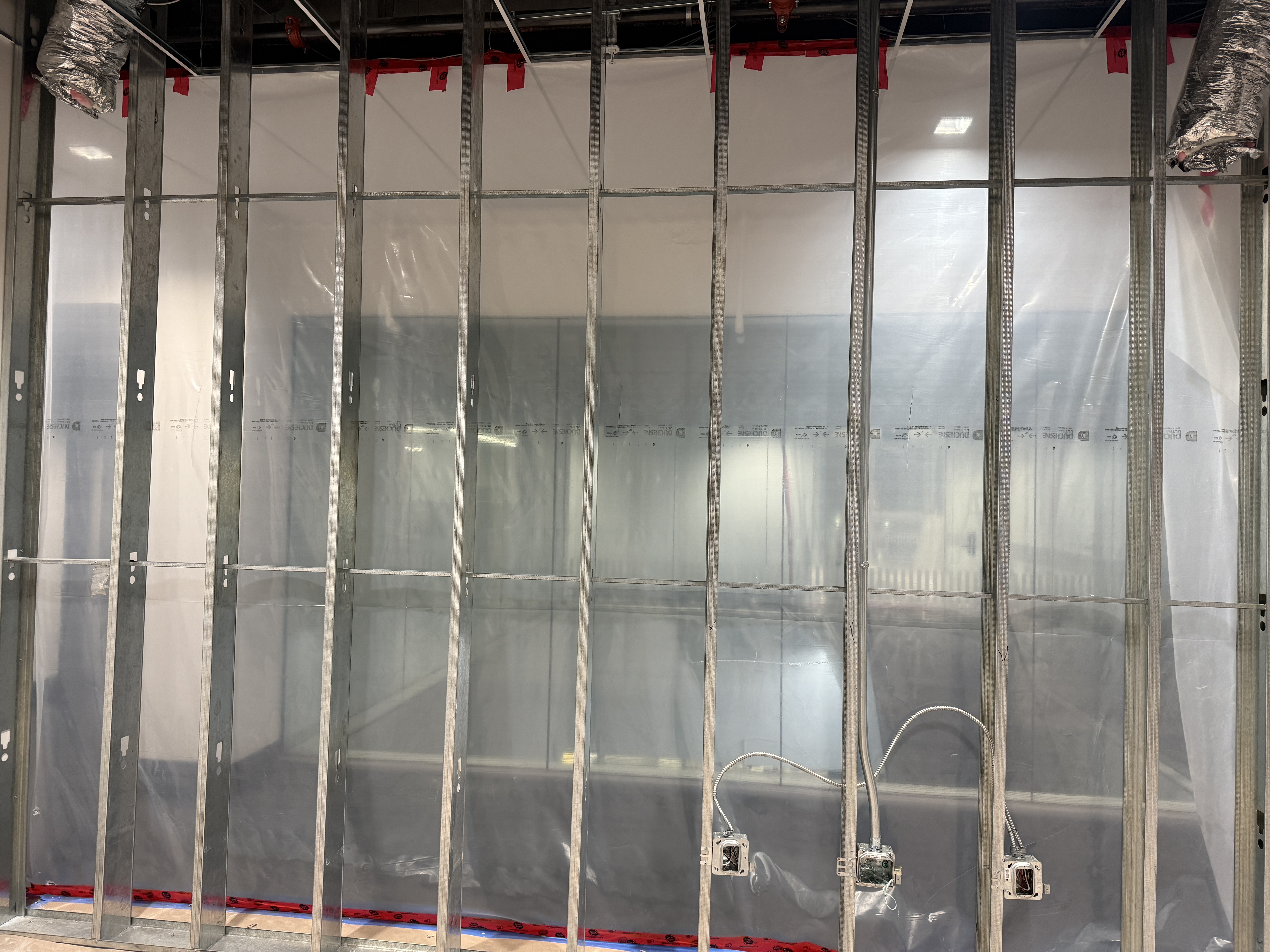 Commercial steel framing for office rooms and glazing bulkheads